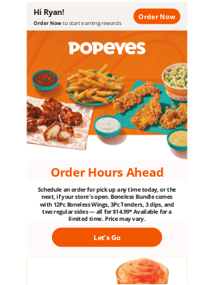 Popeyes Louisiana Kitchen - NEW Boneless Bundle for $14.99