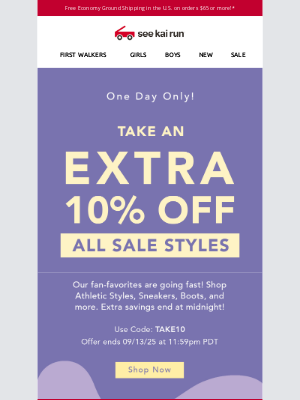 See Kai Run - A Bonus Treat! Extra 10% Off our Sale Page