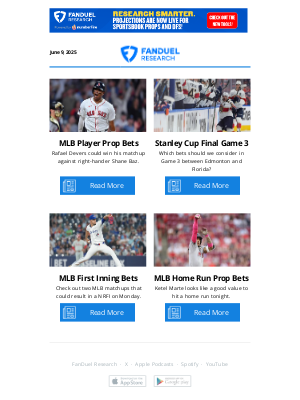 FanDuel - Monday MLB Player Prop Bets