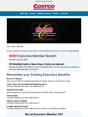 Costco Canada - A New Executive Member Benefit is Coming - Details Inside!