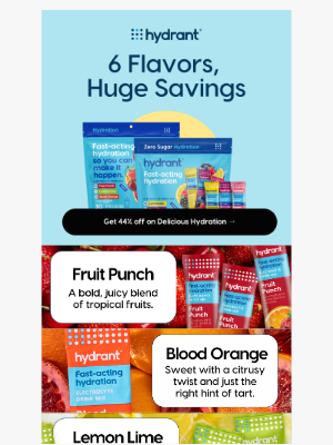 Hydrant - Six Flavors. 44% Off.