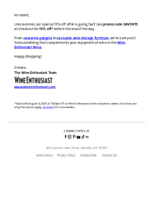 Wine Enthusiast Catalog - Grab Your 15% Off Before It’s Gone 🥂
