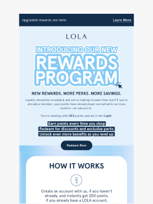 LOLA - Your rewards just got an upgrade!