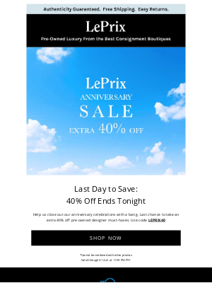 SNOBSWAP - Last Chance to Save: LePrix's Anniversary Sale Ends Tonight