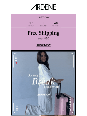 Ardene (Canada) - Final boarding call for FREE SHIPPING over $20!