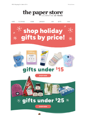 Gifts starting under $15