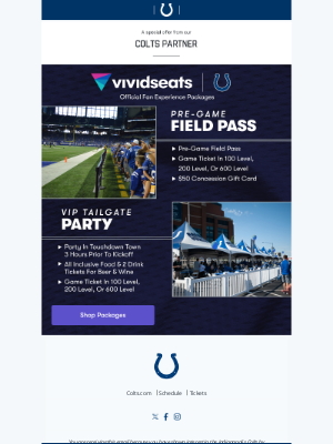 Indianapolis Colts - Official Fan Experience Packages Now Available for the 2025 Season!