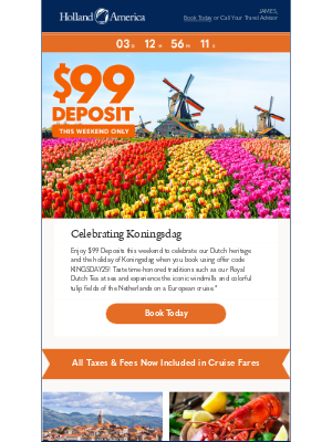 Holland America Line - Weekend Sale: $99 Deposits on cruises!