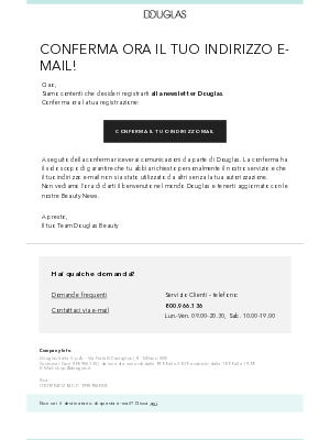 Profumerie Douglas (Italy) - Conferma ora il tuo indirizzo e-mail!