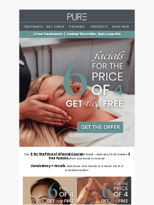 PURE Spa & Beauty - Get 6 facials for the price of 4! 😱