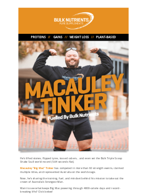 Bulk Nutrients(Australia) - Fuelled by Bulk - Meet Macauley 