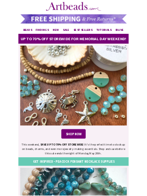 Artbeads - [UP TO 70% OFF] Memorial Day Weekend Continues with HUGE Savings!