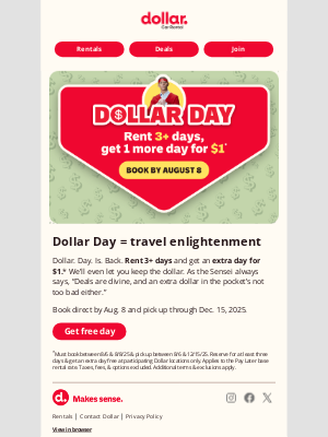 Dollar Rent A Car - 💵 Get a $1 day for DOLLAR DAY