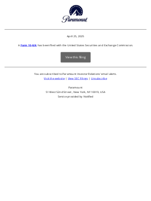 Viacom - New Form 10-K/A for Paramount