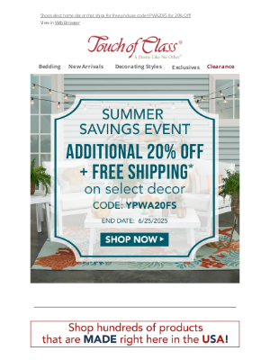 Touch of Class - Additional 20% Off PLUS Free Shipping