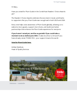 The Plum Guide - We'd love your vote.