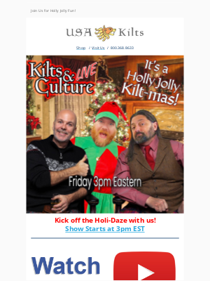 USA Kilts - Happy Kilt-Mas! LIVE K&C Today!