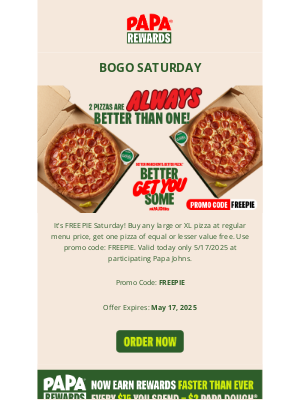Papa John's - It's BOGO Saturday
