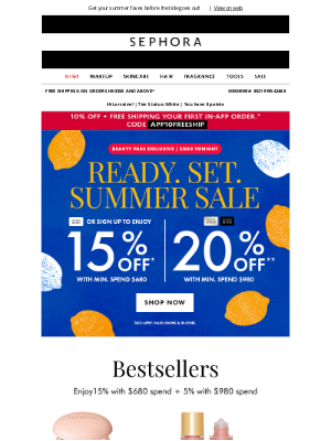 Sephora (Hong Kong) - 🍦The Final Countdown! Up to 20% OFF*