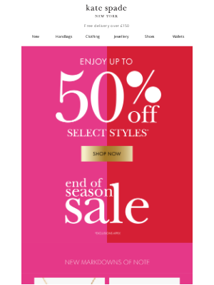 Kate Spade (United Kingdom) - Go on, gift yourself! Further reductions, shop under £100