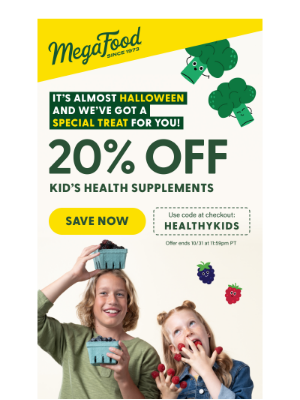 MegaFood - BOO! 20% OFF Kid’s Supplements 👻