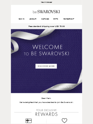 business welcome email template by Swarovski