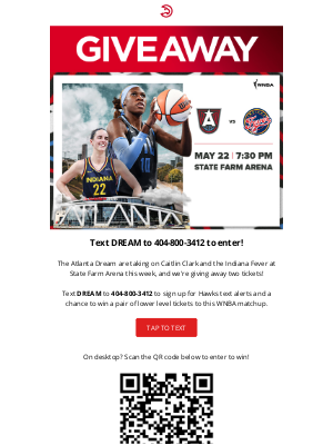 Atlanta Hawks - Text the Hawks and win Dream vs. Fever Tickets! 🏀