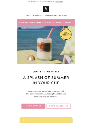 Nespresso (United Kingdom) - Sip into summer savings! 2 free sleeves