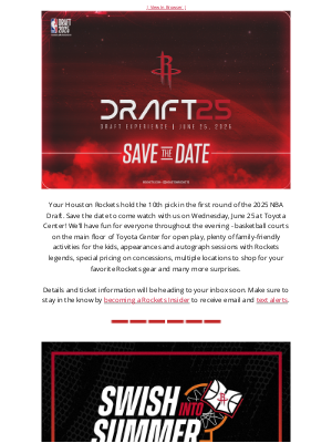Houston Rockets - Save the Date for Our 2025 Draft Party on June 25! 🗓️