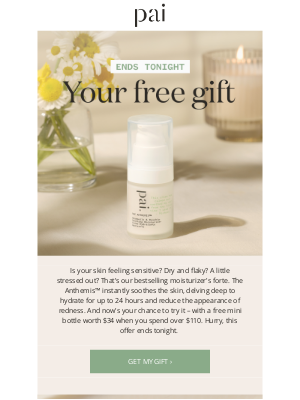 Pai Skincare - Ends tonight: Free soothing moisturizer