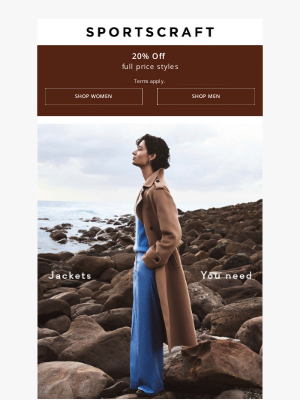 Sportscraft (Australia) - 20% Off | Your Autumn Jackets In Rotation