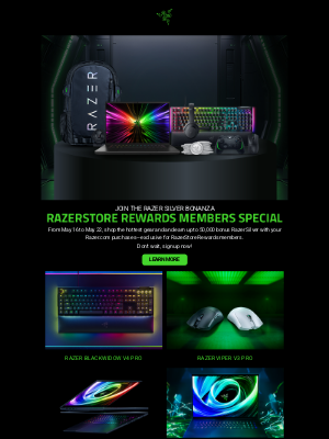 Razer - 🥳Earn up to 50K bonus Razer Silver as a RazerStore Rewards member