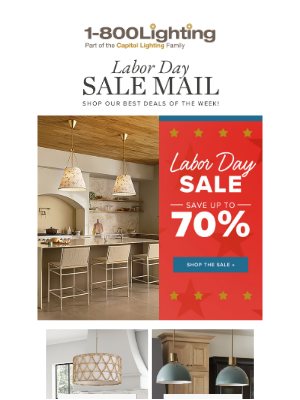 Capitol Lighting's 1800lighting - LABOR DAY SALE ALERTS: Hinkley • Capital Lighting • Visual Comfort • Savoy House & MORE!