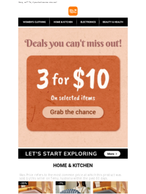 Temu - 3 for $10 deals for dear an***le!