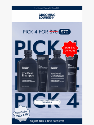 Grooming Lounge - 4 For $70 Ends Tonight!