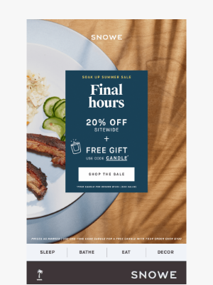 SNOWE - Last chance for 20% off + free gift