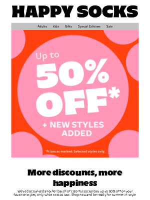 Happy Socks (Denmark) - Summer Sale—Up to 50% Off* New Lines Added!