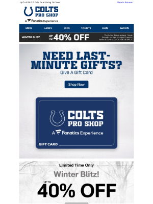 Indianapolis Colts - Last-Minute Gifts That Win >> eGift Cards