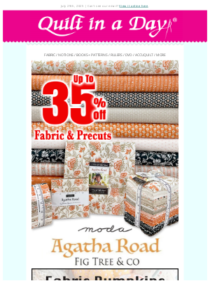 Quilt In A Day - Up to 45% off - Agatha Road, Fabric Pumpkins & Grip It Seam Ripper