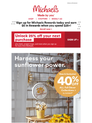 Michaels Stores - Heads up: Your personalized décor and floral deals end today.