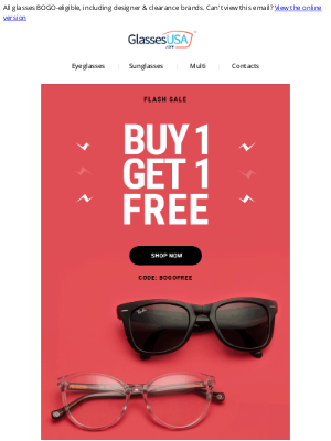 GlassesUSA - 👍 Already approved: Sitewide BOGO FREE!