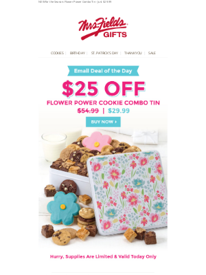 Mrs. Fields - Deal of the Day: $25 Off 🍪