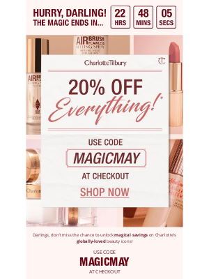 Charlotte Tilbury Beauty - Final Hours!!! 20% OFF EVERYTHING! ⏰✨
