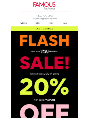 Famous Footwear - Extra 20% off ends tonight ⏰