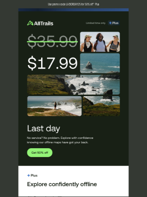 AllTrails - Last day: 50% off Plus