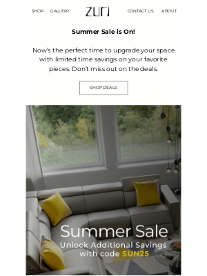 Zuri Furniture - Summer Savings Are Here ☀️