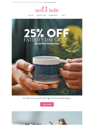 Sass & Belle (United Kingdom) - 25% off Father's Day gifts!