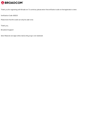 VMware Cloud - Broadcom Registration Notice - Verification Code
