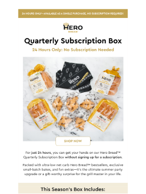 Hero Bread - 🎁 24 Hours Only: Hero Bread™ Quarterly Subscription Box, No Subscription Needed
