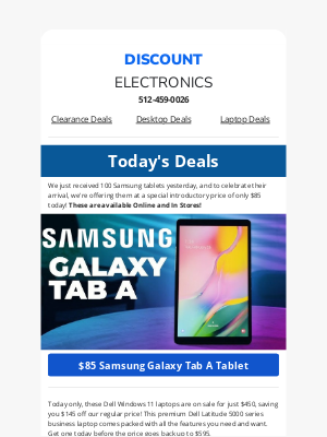 Discount Electronics - $85 Samsung Galaxy Tablets - Available Online & In Stores